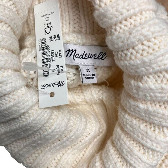 Madewell Sweater Womens‎ M Cream Ribbed Green Striped Wide Turtleneck NO064 - Picture 5 of 14